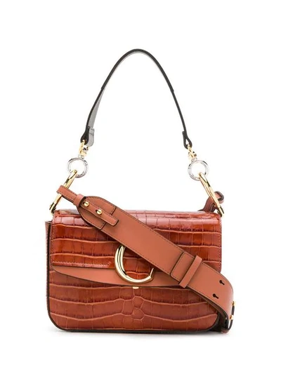 Chloé C Double Shoulder Bag In Brown