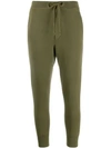 Nili Lotan Cropped Cotton Track Pants In Green