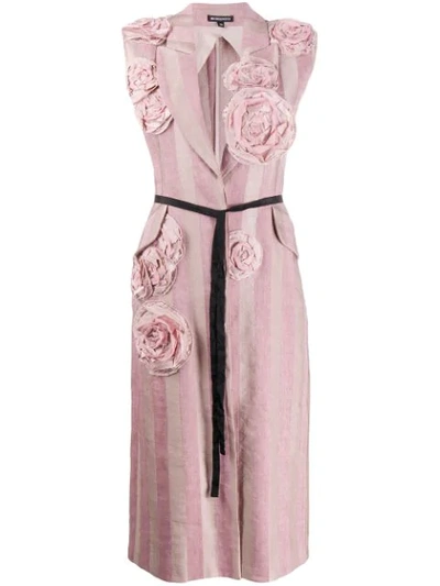 Ann Demeulemeester Embroidered Flower Sleeveless Coat In Pink