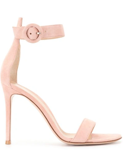 Gianvito Rossi Portofino 105 Blush Suede Sandals In Pink