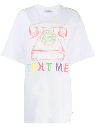 Gcds Printed Oversized T-shirt In White