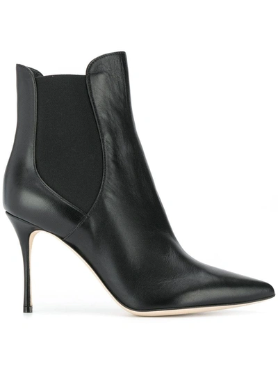 Sergio Rossi 90mm Godiva Leather Ankle Boots In Black