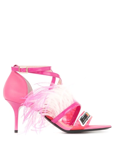 Msgm Feather Embellished Pumps In Pink