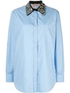 N°21 Sequin Collar Button-down Shirt In Azzurro