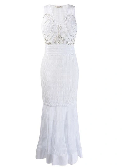 Roberto Cavalli Jacquard Knit Dress In White