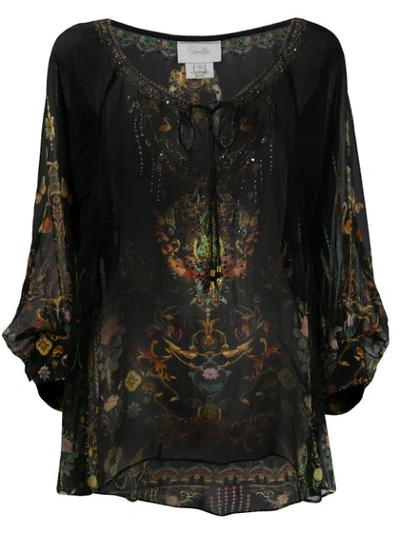 Camilla Raglan Sleeve Blouse In Black