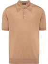 Prada Knitted Polo Shirt In Neutrals