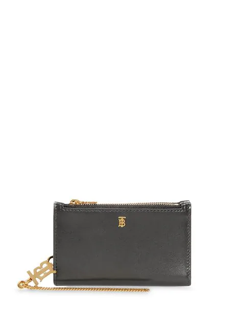 Burberry Monogram Motif Leather Wallet With Detachable Strap In Black | ModeSens