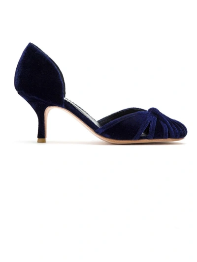 Sarah Chofakian Velvet Pumps In Blue