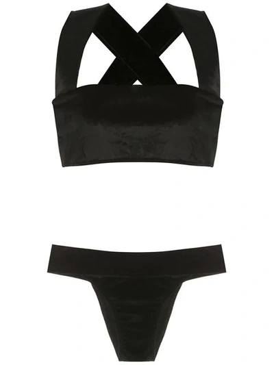 Osklen Velvet Bikini Set In Black