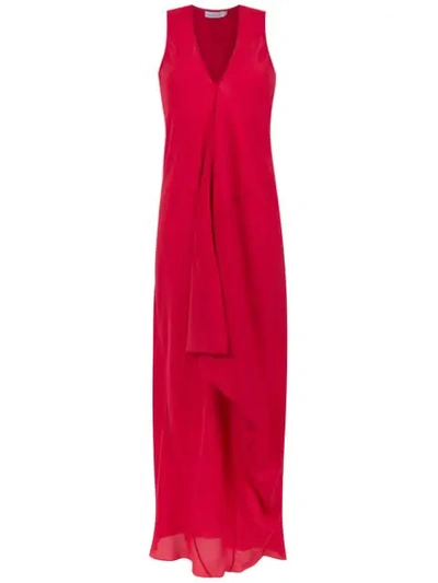 Mara Mac Silk Long Dress In Red