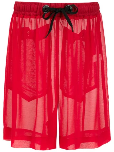 À La Garçonne Chiffon Shorts In Red