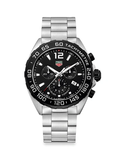Tag Heuer Formula 1 43mm Stainless Steel Quartz Chronograph Bracelet Watch In Black