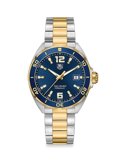 Tag Heuer Formula 1 41mm Stainless Steel & Yellow Goldplated Quartz Bracelet Watch In Navy/gold