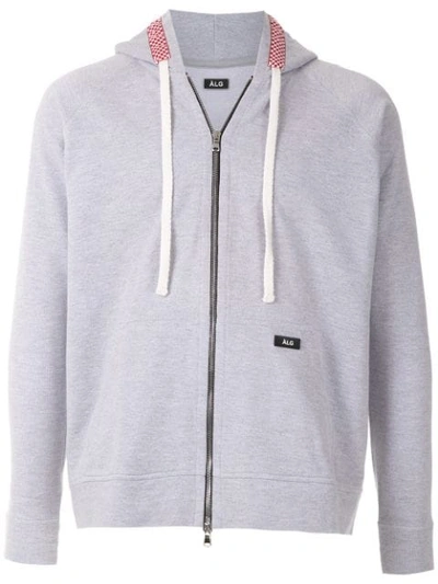 Àlg Checkered Trim Hoodie In Grey