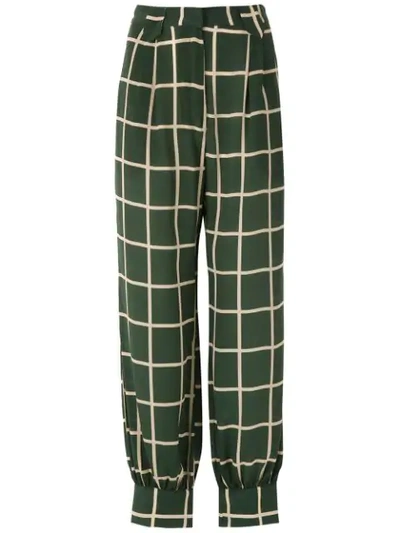 Adriana Degreas Checked Trousers In Green