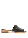 Sarah Chofakian Textured Leather Slides In Black