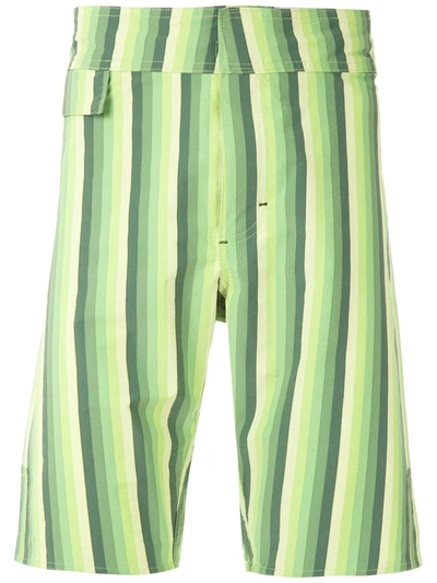 Amir Slama Striped Swimming Shorts In Green