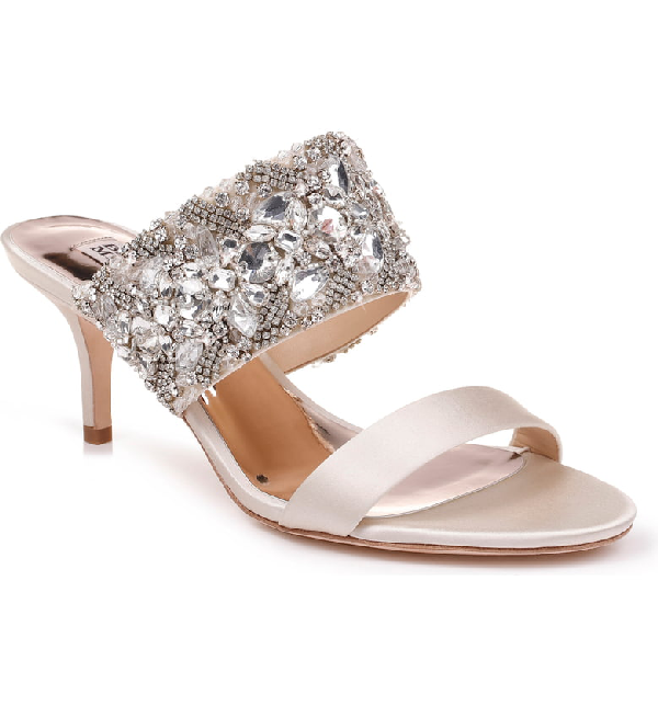 badgley mischka laney satin & crystal sandals