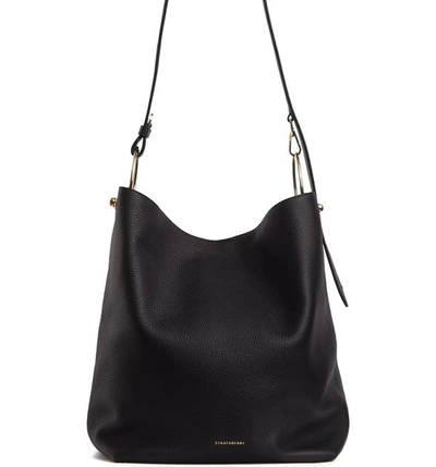 Strathberry Medium Lana Leather Bucket Bag In Black