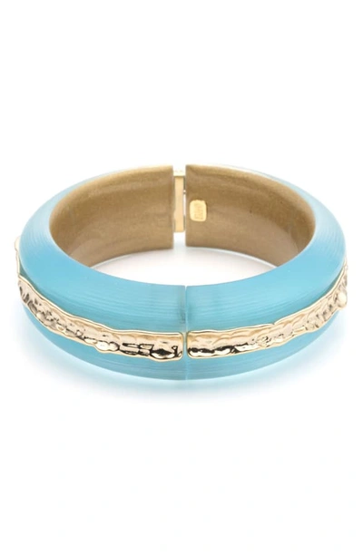 Alexis Bittar Hammered Inlay Hinge Bracelet In Light Turquoise