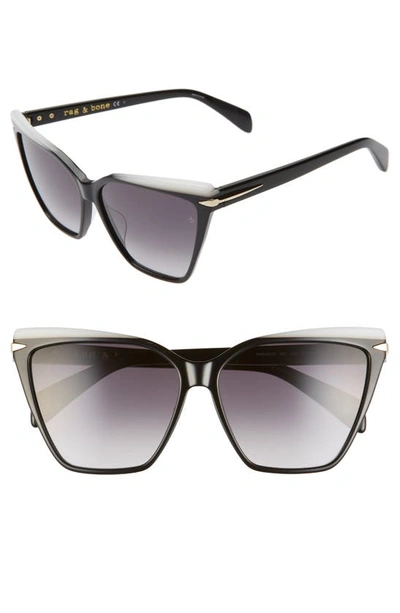 Rag & Bone 59mm Gradient Cat Eye Sunglasses In Black