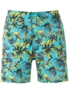 Amir Slama Foliage Print Swim Short In Blue