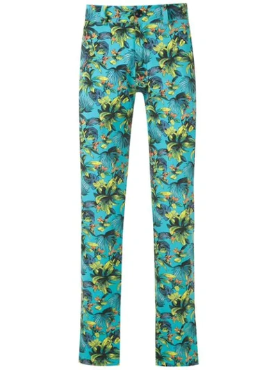 Amir Slama Straight-fit Printed Trousers In Blue