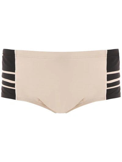 Amir Slama Panelled Swim Trunks In Brown