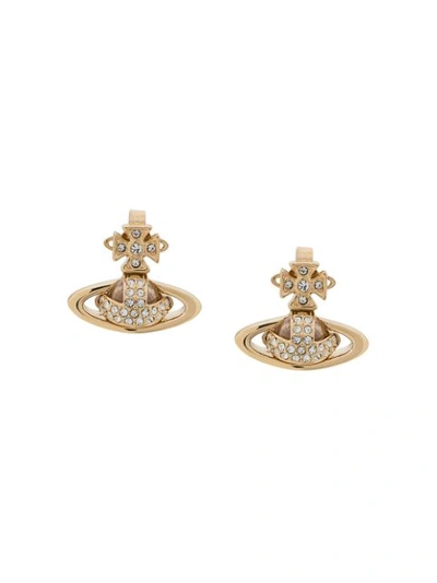 Vivienne Westwood Rhinestone Embellished Earrings In Gold