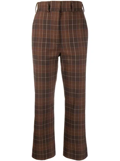 Ports 1961 Checked Straight Trousers In Brown