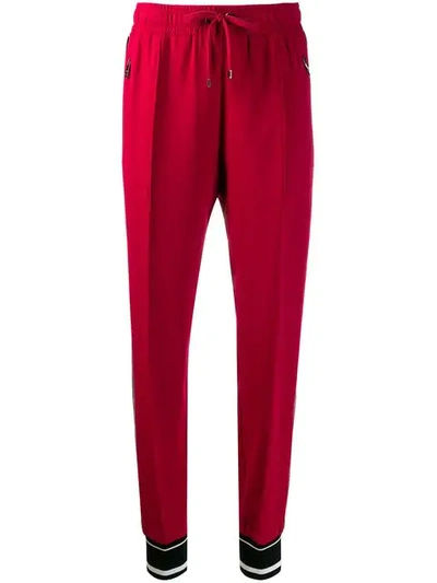Dolce & Gabbana Appliqué Striped Track Pants In Red