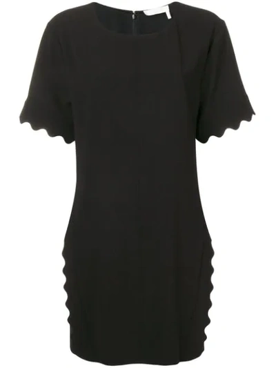 Chloé Scallop Trim Mini Dress In Black