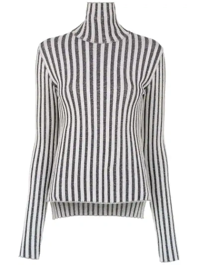 Gloria Coelho Striped Knit Blouse In Blue