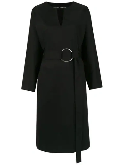 Gloria Coelho Midi Belted Dress In Black