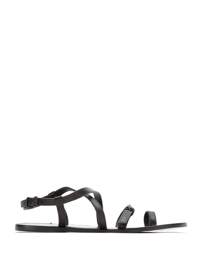 Osklen Leather Flat Sandals In Black