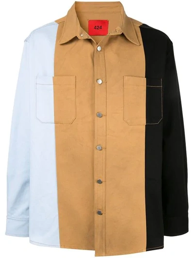 424 Colour Block Denim Shirt In Multicolour