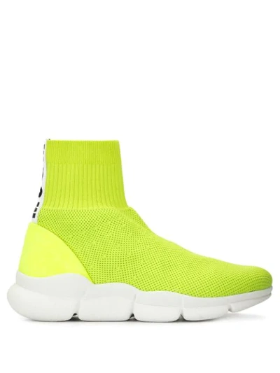 Msgm Knitted Style Sneakers In Yellow