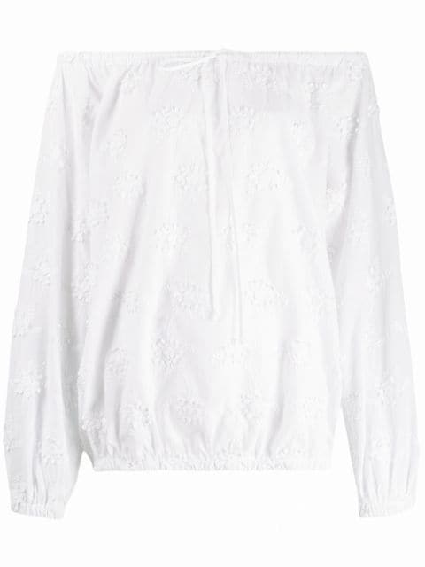 Love Moschino Off-shoulder Floral Blouse - White | ModeSens