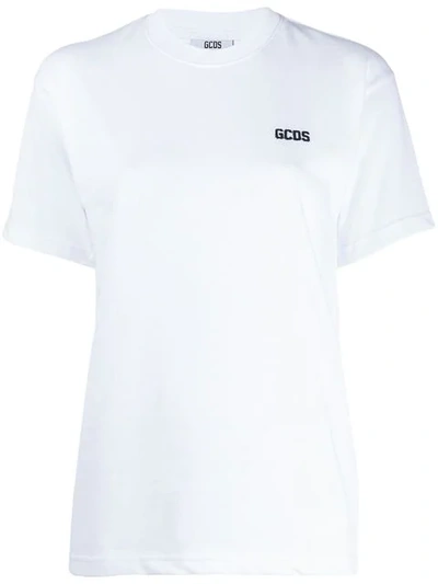 Gcds Logo Embroidered T-shirt - White