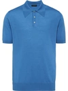 Prada Knitted Polo Shirt In Blue
