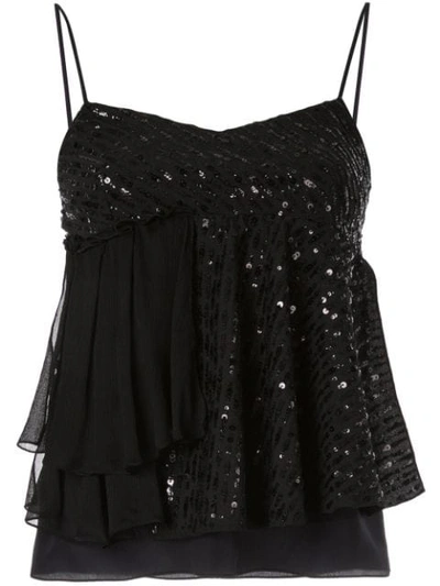 Nina Ricci Sequined Camisole Top In Black