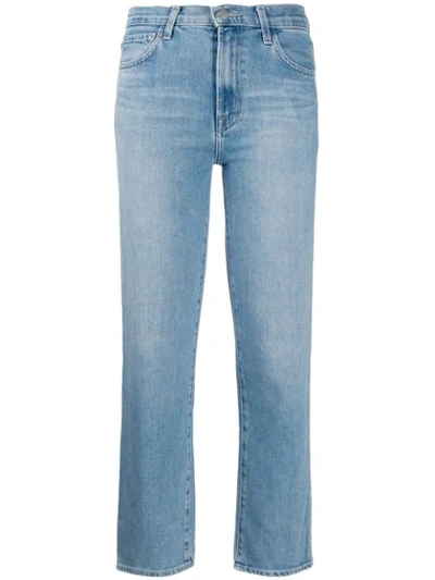 J Brand Faded Cropped Jeans In Blue