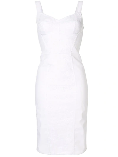 Dolce & Gabbana Lace & Satin Corset Midi Dress In White