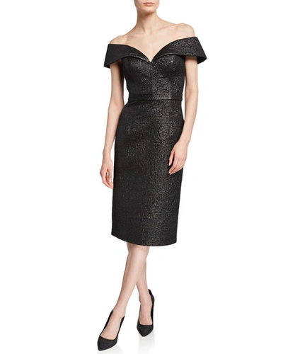 Jovani Off-the-shoulder Knee-length Novelty Dress In Black