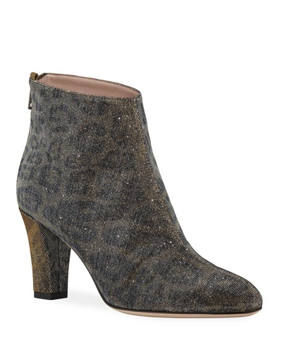 Sjp By Sarah Jessica Parker Minnie Glittered Leopard Ankle Booties In Cartel (silver)
