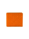 Bottega Veneta Men's Leather Woven Wallet In Burned Orange