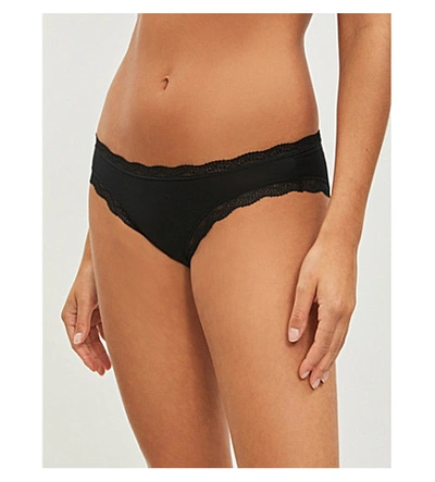 Stripe & Stare High-rise Lace Stretch-jersey Briefs In Black