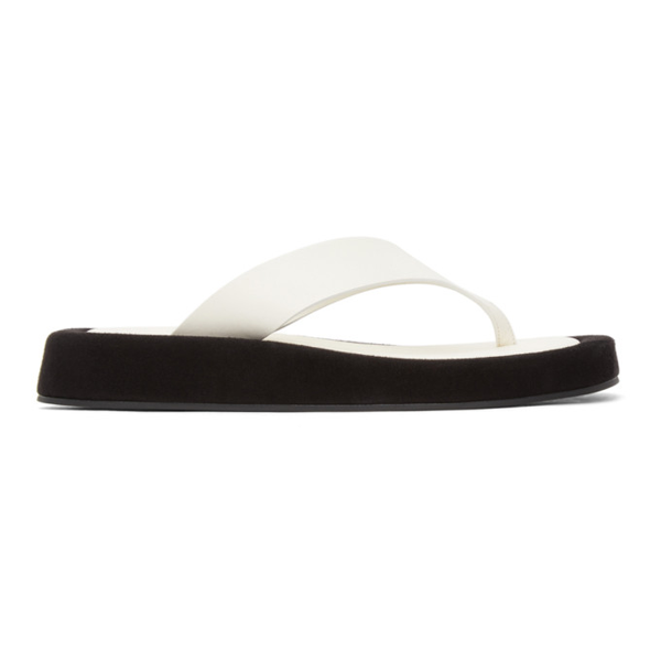 the row ginza leather platform slides