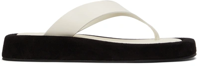 The Row Ginza Two-tone Leather And Suede Platform Flip Flops In Neutrals